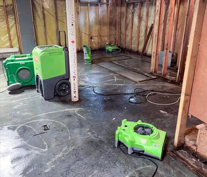 A room during flood cleanup.